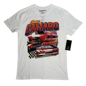 Chevy Camaro Graphic T-Shirt Men Medium White Muscle Car Racing GM Licensed NWT